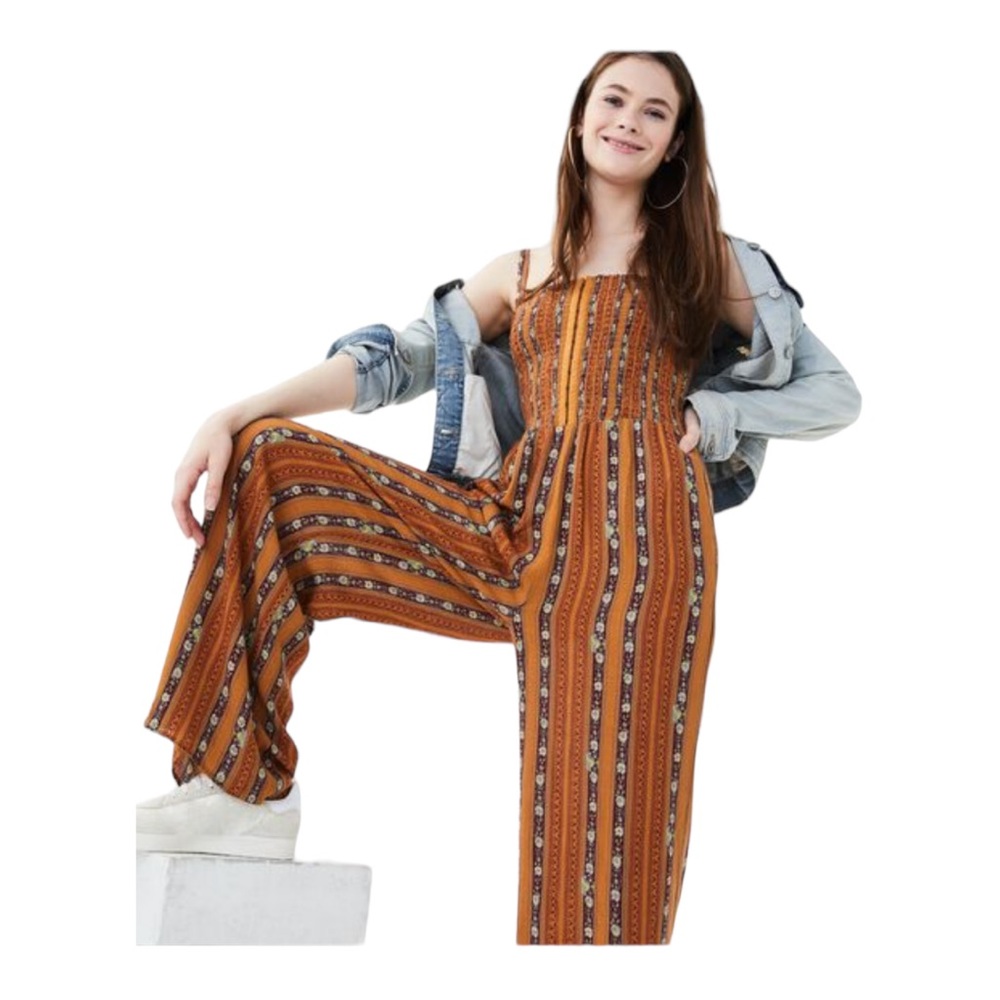 Tan patterned jumpsuit